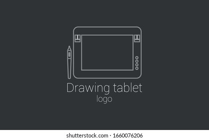 Drawing tablet glyph logo vector on black background. Flat vector drawing tablet icon symbol sign from modern technology collection for mobile concept and web apps design.