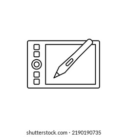 drawing tablet for graphic design icon in line style icon, isolated on white background