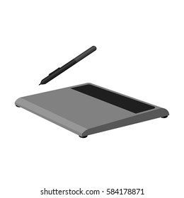 Drawing tablet icon in monochrome style isolated on white background. Personal computer accessories symbol stock vector illustration.