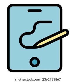 Drawing tablet icon outline vector. Digital pen. Draw signature color flat