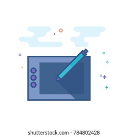 Drawing tablet icon in outlined flat color style. Vector illustration.