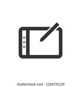 Drawing tablet icon in thick outline style. Black and white monochrome vector illustration.