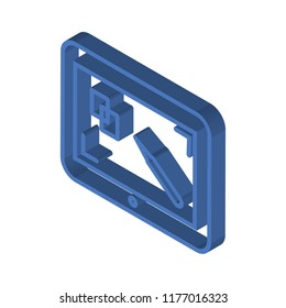Drawing tablet isometric left top view 3D icon