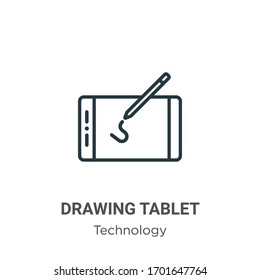 Drawing tablet outline vector icon. Thin line black drawing tablet icon, flat vector simple element illustration from editable technology concept isolated stroke on white background