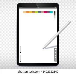 Drawing with Tablet PC and Pen Vector Illustration
