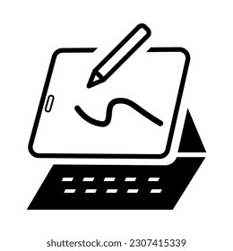 Zeichnen mit einem Tablet PC. Einfache Vektorgrafik-Technologie.
