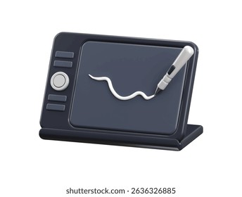 Drawing Tablet and Pen icon 3d render concept of UI UX web mobile tablet for social media or business designs equipment vector illustration