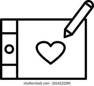 Drawing Tablet Vector Line Icon Design
