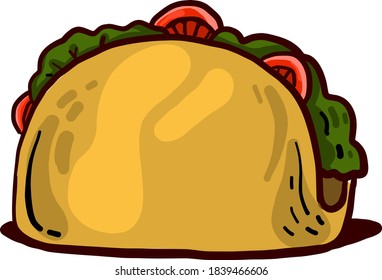 Drawing of taco, illustration, vector on white background