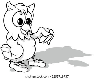 Drawing of a Talking Wise Owl what Gesturing with its Wings - Cartoon Illustration Isolated on White Background, Vector