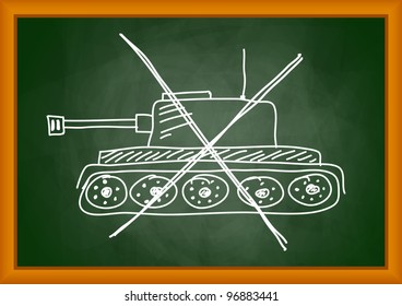 Drawing of tank on blackboard