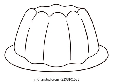 Drawing of a tasty custard served in a plate. Isolated design in hand drawn style.
