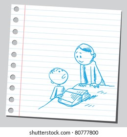 Drawing Of A Teacher And Student