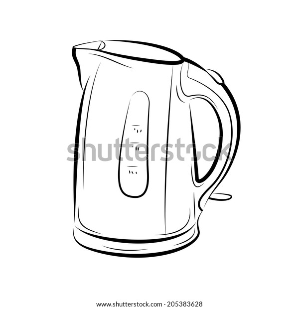 Drawing Teapot Kettle Vector Illustration Stock Vector Royalty Free 205383628