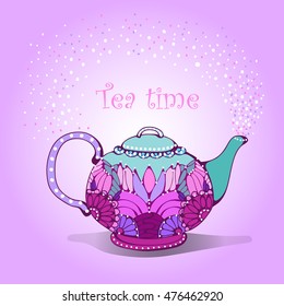 Drawing of teapot for title of brochure