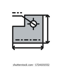 Drawing of technical device, development of a industrial machine color line icon