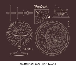 Drawing.  Technical drawing of objects. Navigation tool. Technical development.