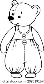 Drawing of a teddy bear in clothes. Vector illustrations are easy to edit.