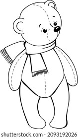 Dibujo de un oso de peluche vestido con ropa. Las ilustraciones vectoriales son fáciles de editar.