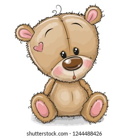 Drawing Teddy bear isolated on a white background