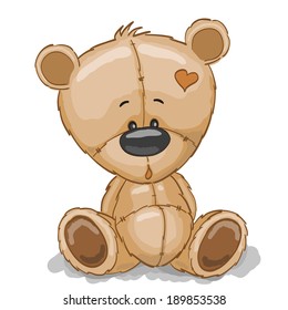 Drawing Teddy bear isolated white background