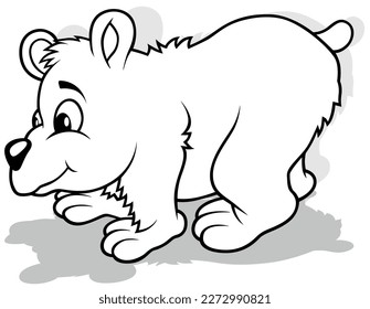 Drawing of a Teddy Bear from Side View - Cartoon Illustration Isolated on White Background, Vector