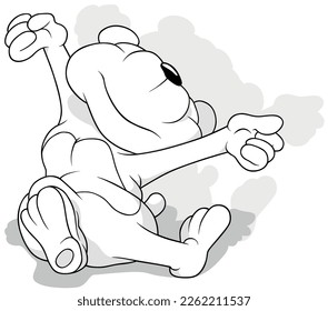 Drawing of a Teddy Bear Stretching with his Arms Above his Head - Cartoon Illustration Isolated on White Background, Vector