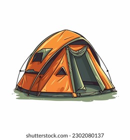A drawing of a tent with a green and orange tent on the bottom.