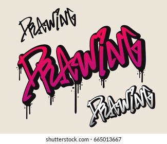 Drawing text in graffiti style vector illustration.