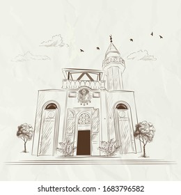 drawing of thailand ottoman bang uthit mosque
