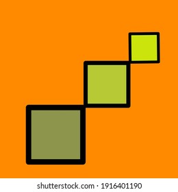 A drawing of three different boxes of different sizes had a combination of green.