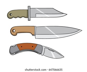 Drawing of three different kinds of knives