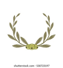 drawing three olive leaf label vector illustration eps 10