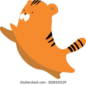 Drawing of a tiger. Tiger in cartoon style. Vector drawing of an animal