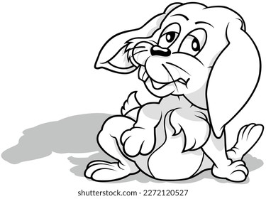 Drawing of a Tired and Sleepy Bunny - Cartoon Illustration Isolated on White Background, Vector