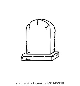 A drawing of a tombstone on a white background