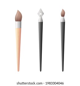 Drawing tool set. Colored flat vector illustration. Isolated on white background.