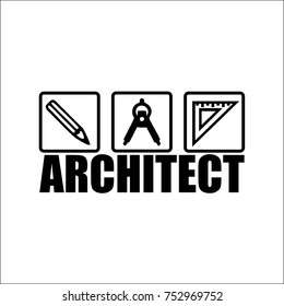 herramientas de dibujo para arquitecto, icono de ilustración vector