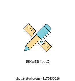 Drawing Tools colorful line icon. Simple Icon illustration. Drawing Tools Line Icon Useful For Web, Mobile, Software & Apps. Eps-10.