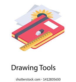 
Drawing tools icon, isometric design 
