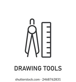 Icono Herramientas de dibujo. Icono de línea simple sobre fondo transparente