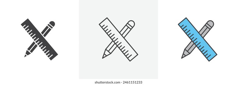 Conjunto de iconos de herramientas de dibujo. Vector de Instrumentos de medición escolar. Lápiz y Regla. Señal de herramientas de diseño de fondo del proyecto.