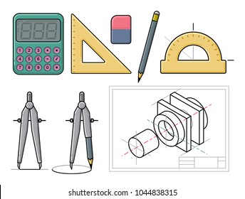 Drawing tools isolated on white background. Vector