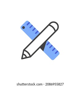 Drawing tools line icon. linear style sign for mobile concept and web design. Pencil and ruler cross outline vector icon. Symbol, logo illustration. Vector graphics