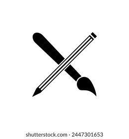 Drawing Tools Pencil Brush flat vector icon. Simple solid symbol isolated on white background