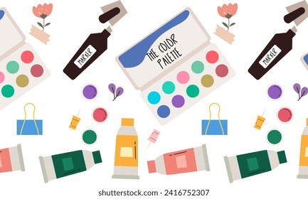 Drawing tools seamless pattern vector