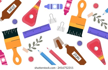 Drawing tools seamless pattern vector