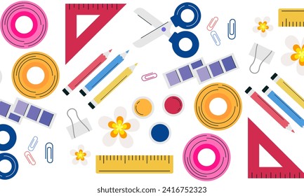 Drawing tools seamless pattern vector