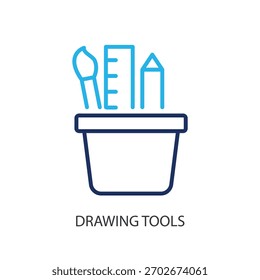 Herramientas de dibujo iconos de línea delgada. Ilustración vectorial original.