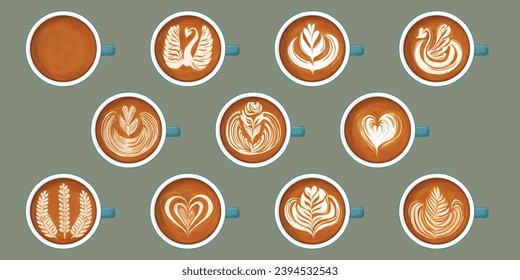 Dibujo de arte de café con leche en 11 estilos